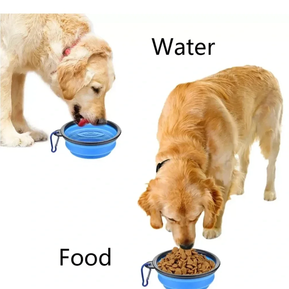 Portable Blue Dog Bowl with Clip(2pack)